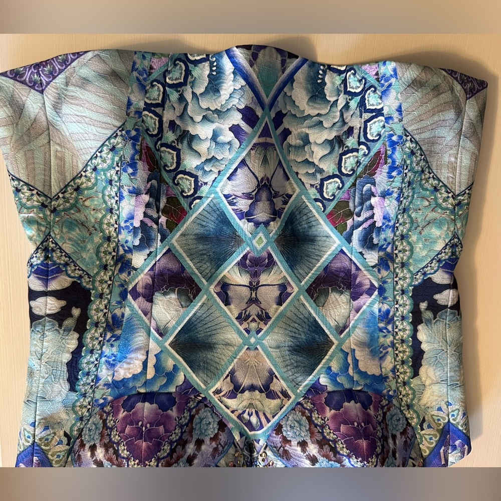 Camilla Blue & Purple Strapless Bohemian Maxi Top - Picture 4 of 14